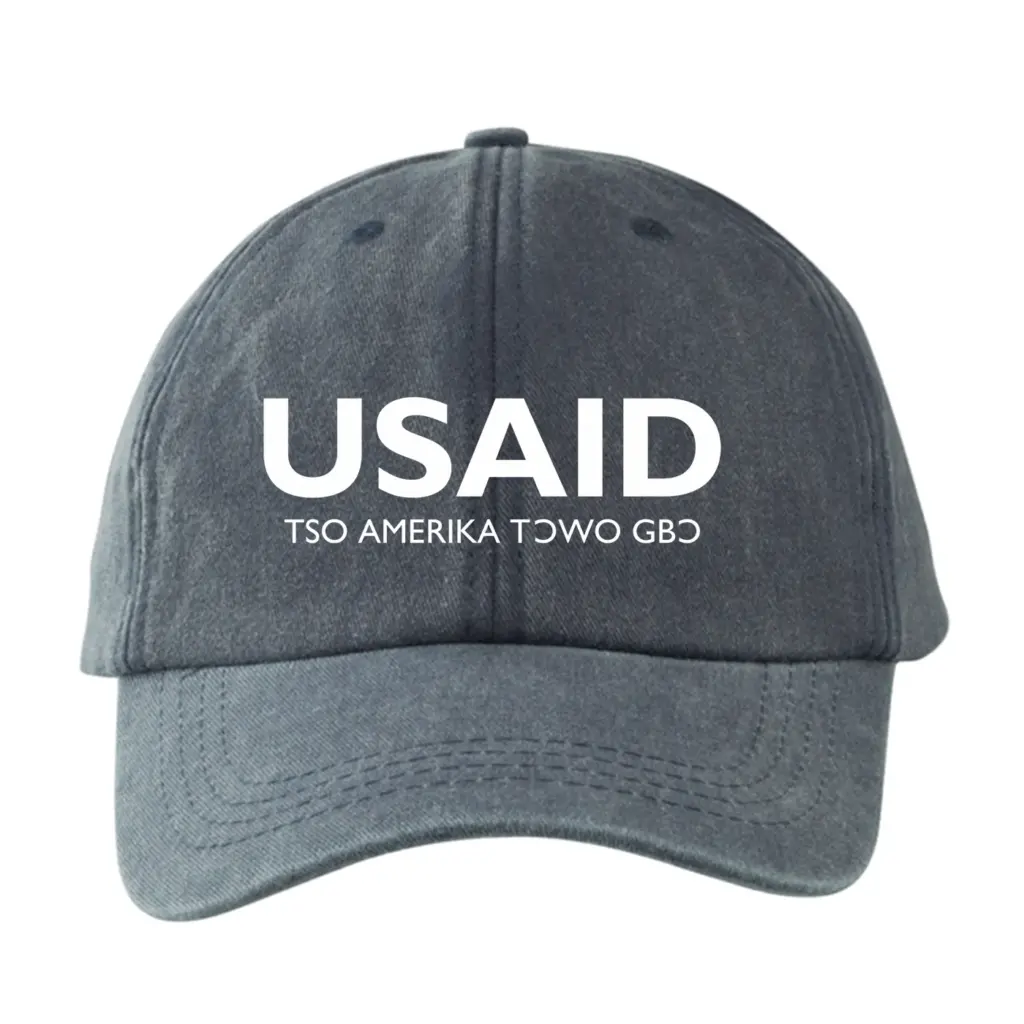 USAID Ewe - Embroidered Lynx Washed Cotton Baseball Caps (Min 12 pcs)