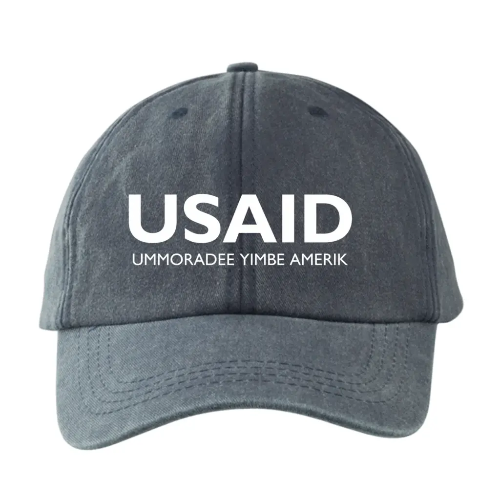 USAID Pulaar - Embroidered Lynx Washed Cotton Baseball Caps (Min 12 pcs)