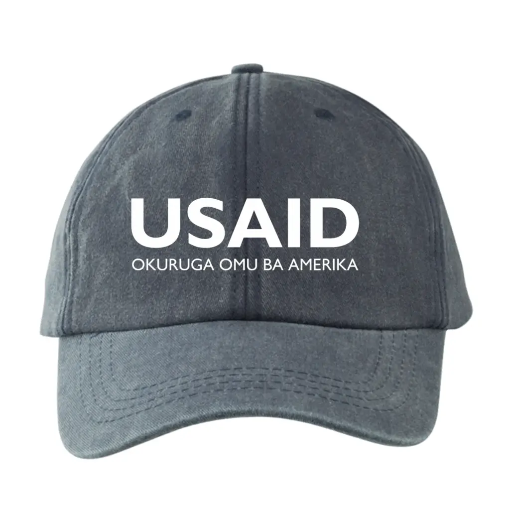 USAID Rutooro - Embroidered Lynx Washed Cotton Baseball Caps (Min 12 pcs)