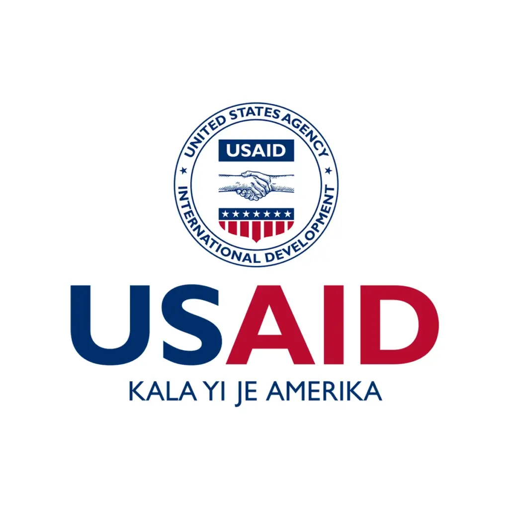 USAID Shilluk Decal on White Vinyl Material - (4"x4"). Full color