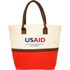 USAID Chichewa - Two-Tone Jute Beach Tote Bags (17.5"x13.5")