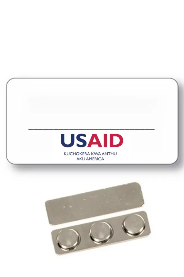 USAID Chichewa - Name Badge  White Metal