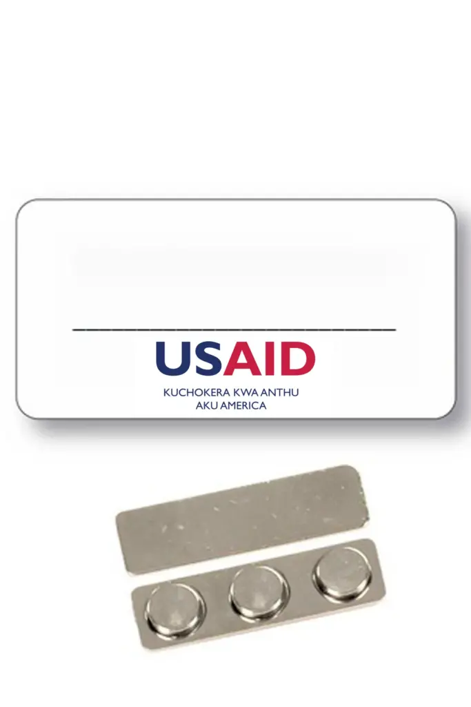USAID Chichewa - Name Badge  White Metal