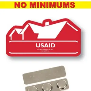 USAID Chichewa - Name badge Custom Shape Red Plastic