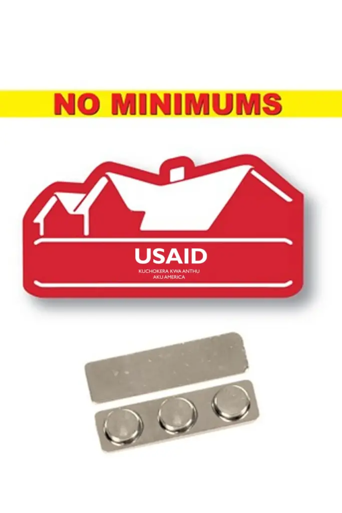 USAID Chichewa - Name badge Custom Shape Red Plastic