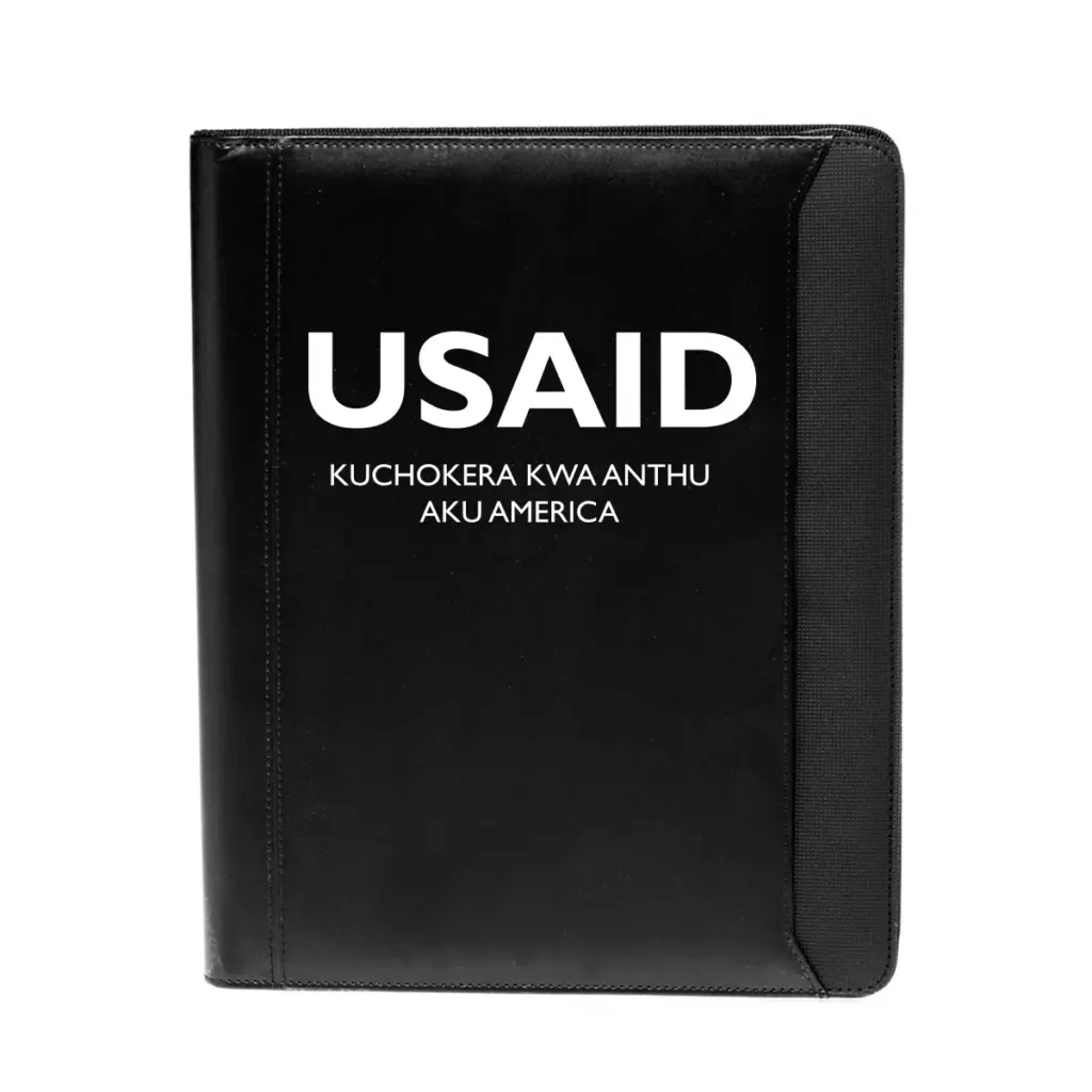USAID Chichewa - Textured Accent Zippered Portfolios (10.25"x12.5")