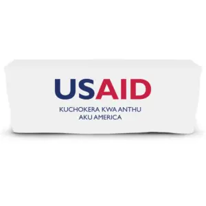 USAID Chichewa - 6' Fitted Dye Sub Tablecloth  White