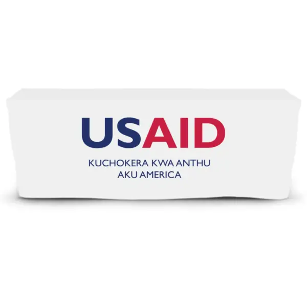 USAID Chichewa - 6' Fitted Dye Sub Tablecloth  White