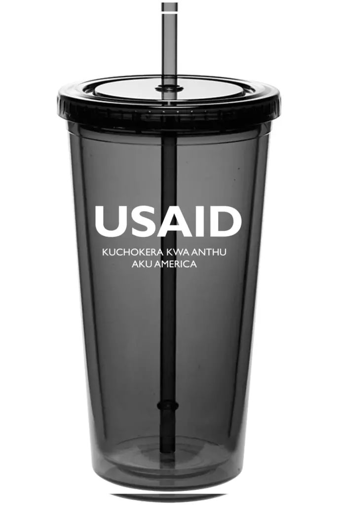 USAID Chichewa - 20 Oz. Double Wall Acrylic Bottles w/Straws