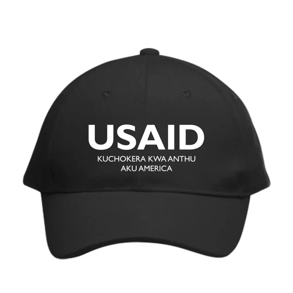USAID Chichewa - Embroidered 6 Panel Buckle Baseball Caps (Min 12 pcs)