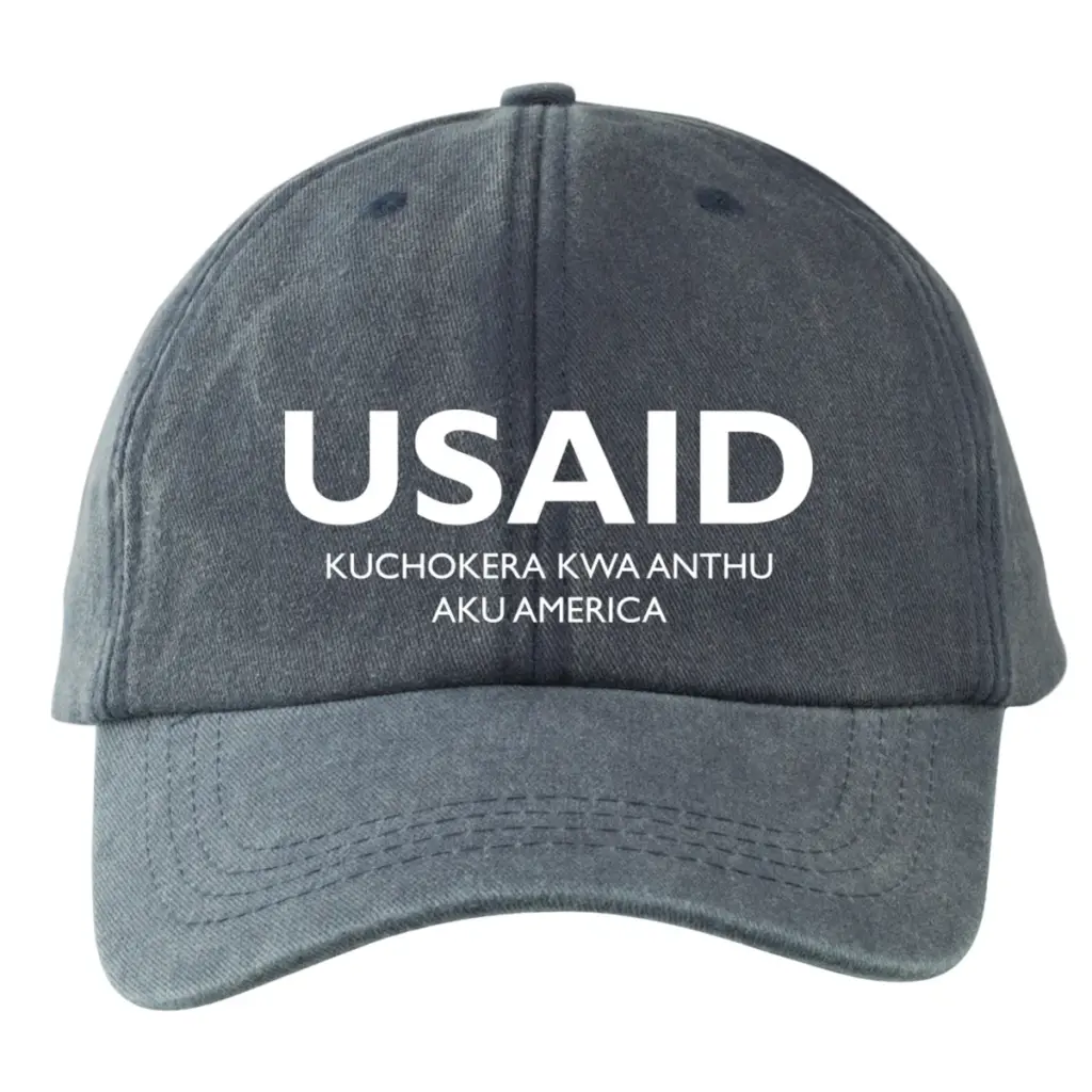USAID Chichewa - Embroidered Lynx Washed Cotton Baseball Caps (Min 12 pcs)