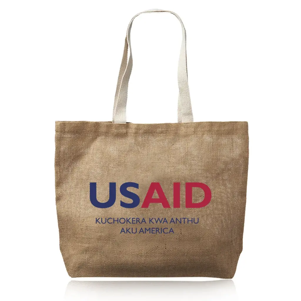 USAID Chichewa - Natural Jute Fiber Carry-On Tote Bags (17"x13")