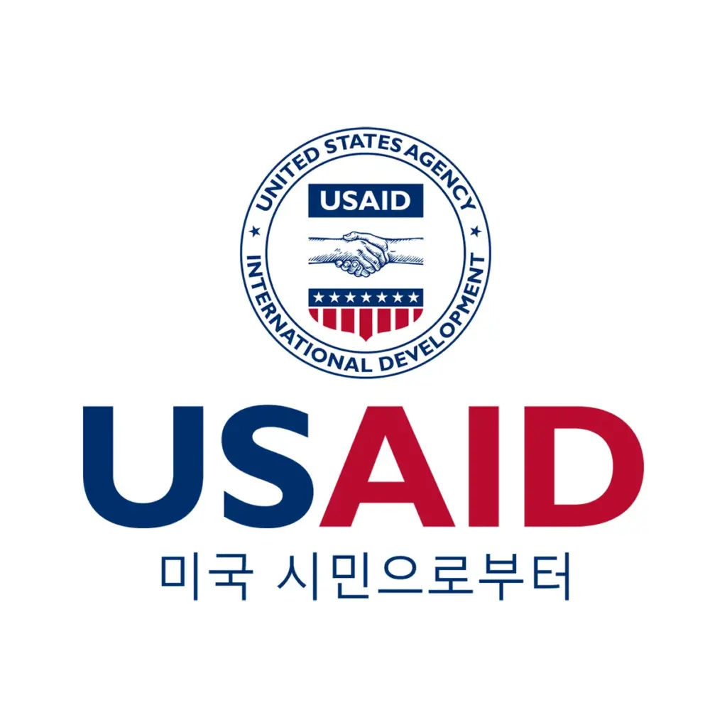 USAID Korean Decal on White Vinyl Material - (5"x5"). Full Color.