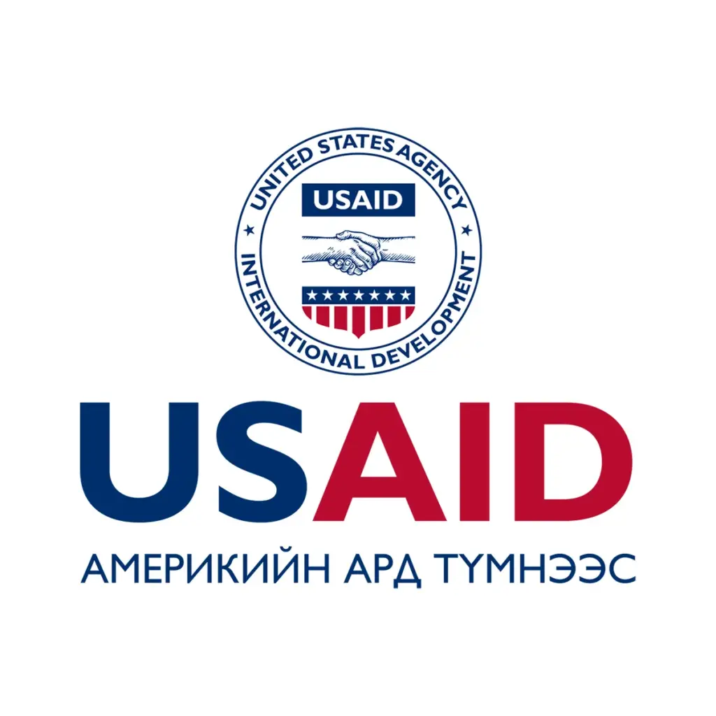 USAID Mongolian Decal on White Vinyl Material - (5"x5"). Full Color.
