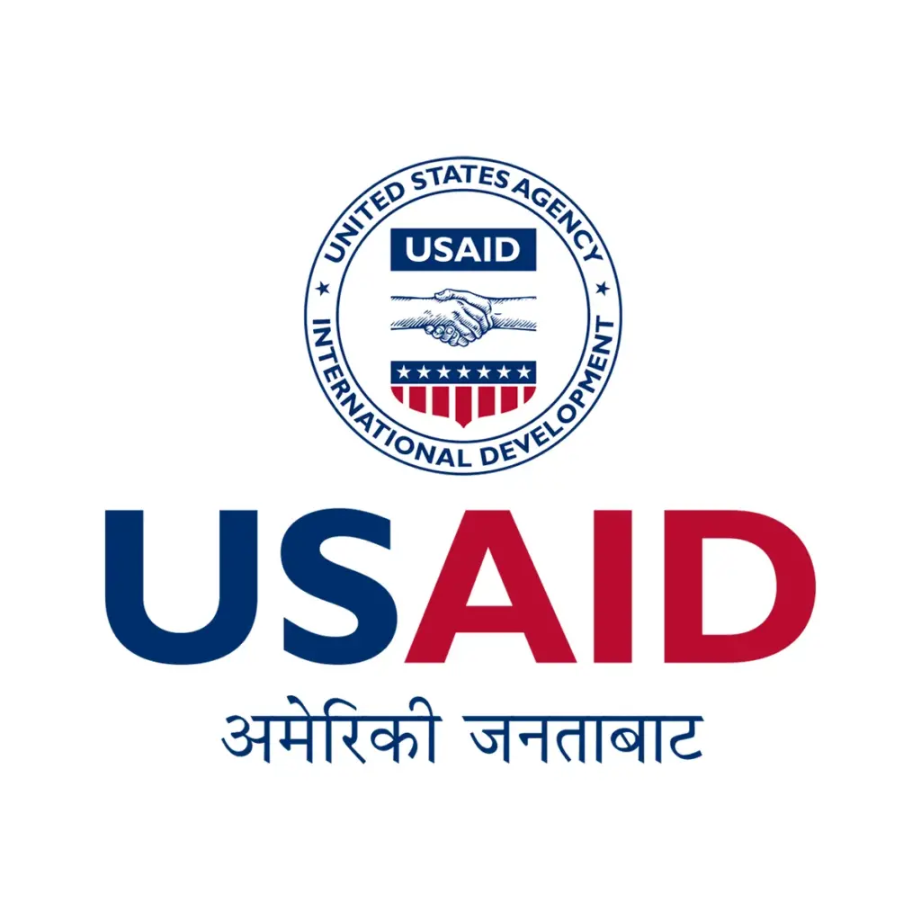 USAID Nepali Decal on White Vinyl Material - (5"x5"). Full Color.