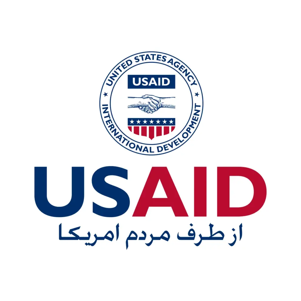 USAID Dari Decal on White Vinyl Material - (5"x5"). Full Color.