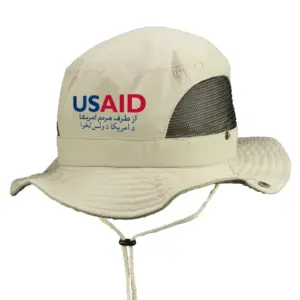 USAID Dari Pashto - Embroidered Pintano Bucket Hat with Mesh Sides (Min 12 pcs)