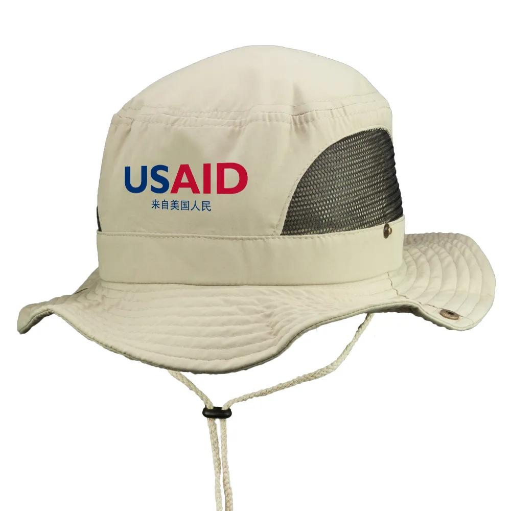 USAID Mandarin - Embroidered Pintano Bucket Hat with Mesh Sides (Min 12 pcs)