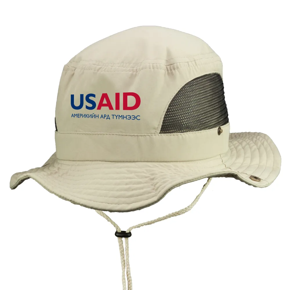USAID Mongolian - Embroidered Pintano Bucket Hat with Mesh Sides (Min 12 pcs)