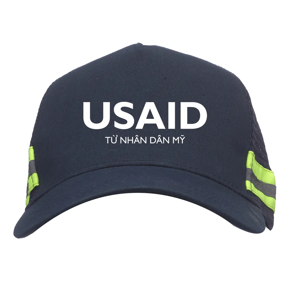 USAID Vietnamese - Embroidered Structured Safety Reflective Caps (Min 12 pcs)