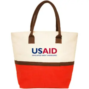 USAID Pangasinense - Two-Tone Jute Beach Tote Bags (17.5"x13.5")