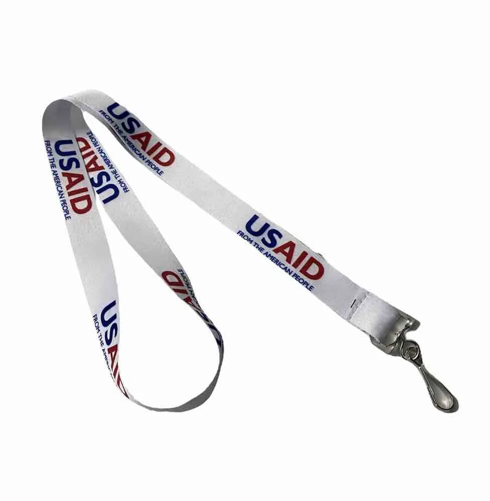 USAID Dari - 3/4" Dye-Sublimation White Lanyards with Swivel Cip
