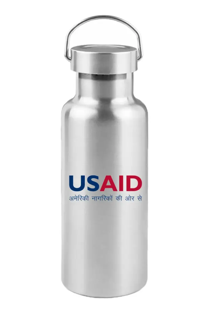 USAID Hindi - 17 Oz. Stainless Steel Canteen Water Bottles