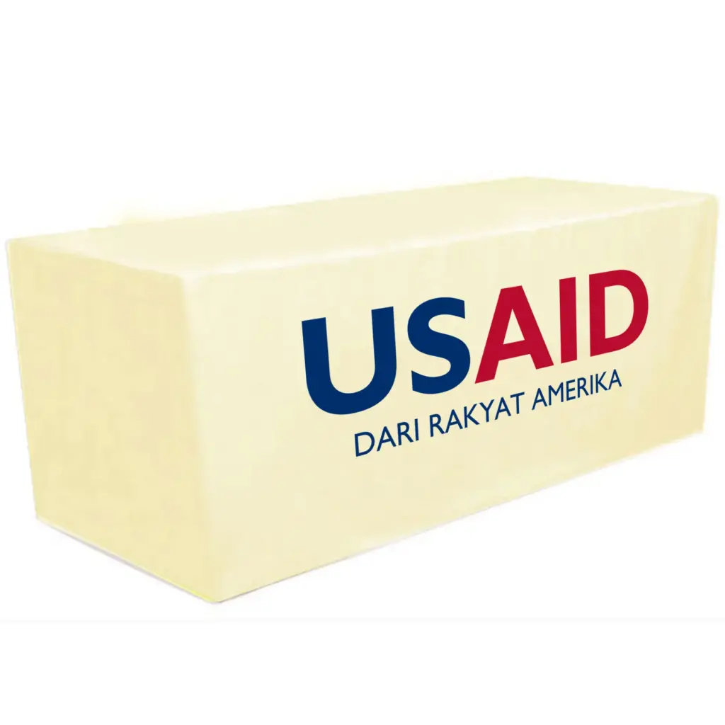 USAID Bahasa Indonesia - 8' Fitted Dye Sub Tablecloth White