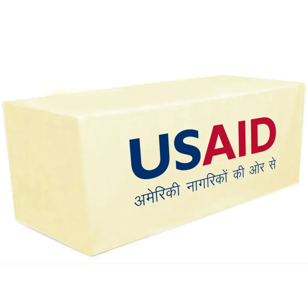 USAID Hindi - 8' Fitted Dye Sub Tablecloth White