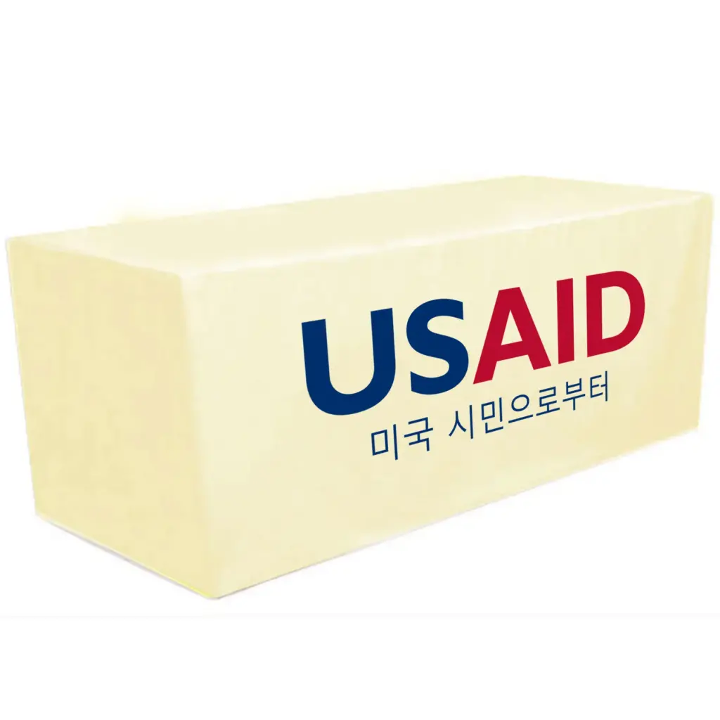USAID Korean - 8' Fitted Dye Sub Tablecloth White