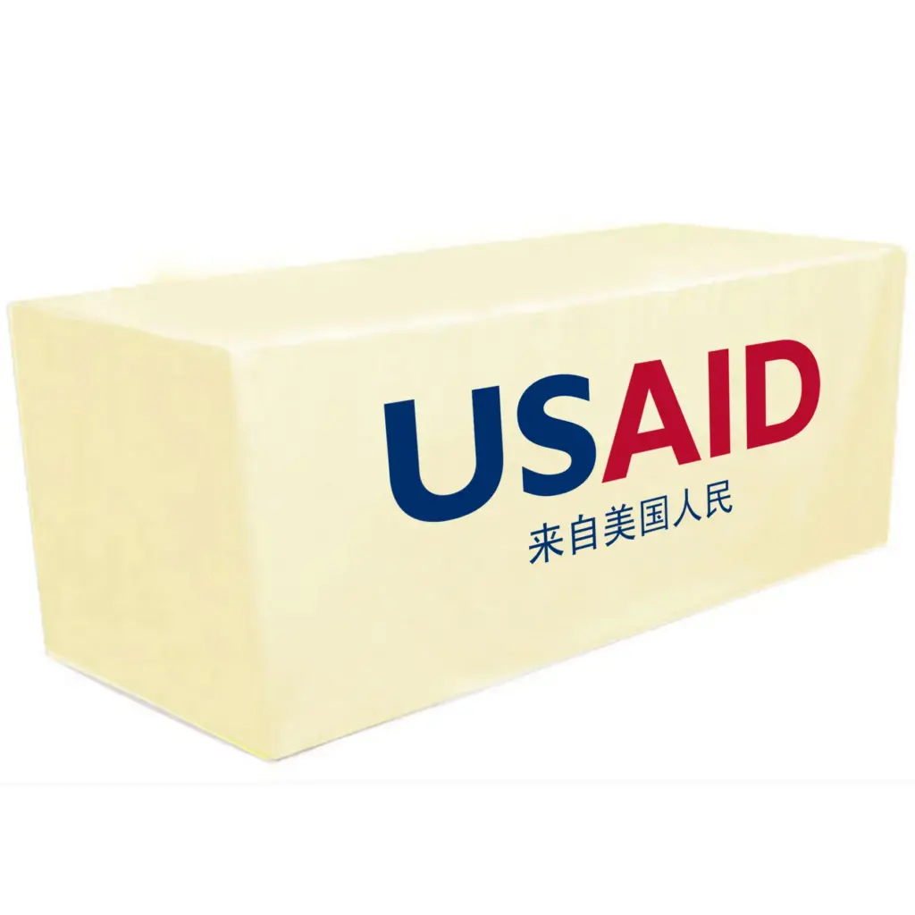 USAID Mandarin - 8' Fitted Dye Sub Tablecloth White