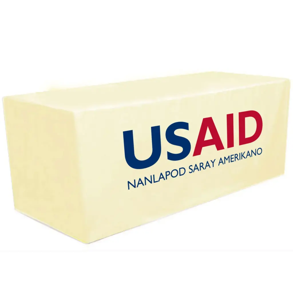 USAID Pangasinense - 8' Fitted Dye Sub Tablecloth White