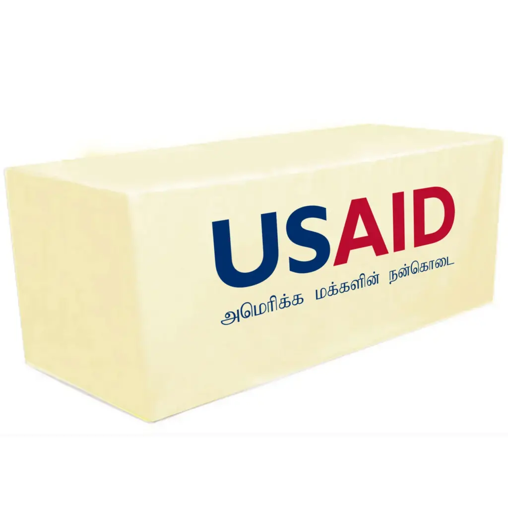 USAID Tamil - 8' Fitted Dye Sub Tablecloth White