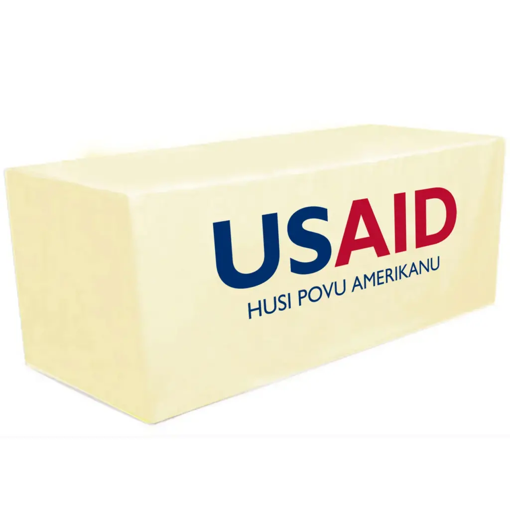 USAID Tetum - 8' Fitted Dye Sub Tablecloth White