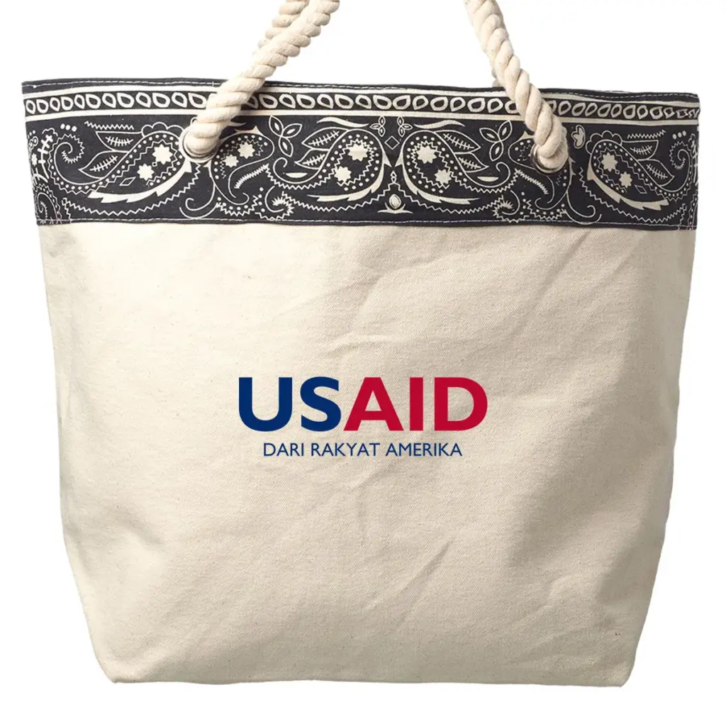 USAID Bahasa Indonesia - Paisley Pattern Canvas Tote Bags (17.5"x12.5")