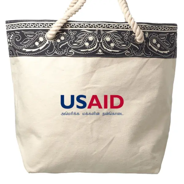 USAID Tamil - Paisley Pattern Canvas Tote Bags (17.5"x12.5")