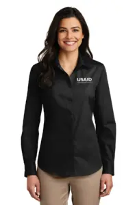 USAID Lao Port Authority Ladies Long Sleeve Care Free Poplin Shirt