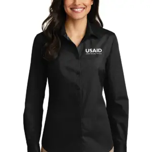 USAID Mongolian Port Authority Ladies Long Sleeve Care Free Poplin Shirt