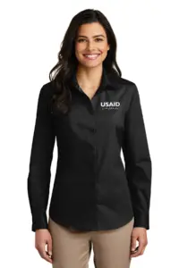 USAID Urdu Port Authority Ladies Long Sleeve Care Free Poplin Shirt