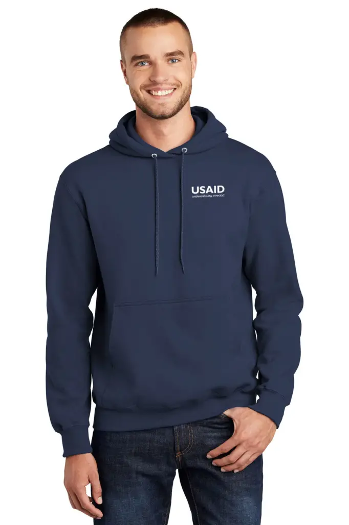 USAID Mongolian - Port & Company Men's Essential Fleece Pullover Hooded Sweatshirt