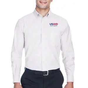 USAID Khmer - Harriton Men's Long-Sleeve Oxford with Stain-Release
