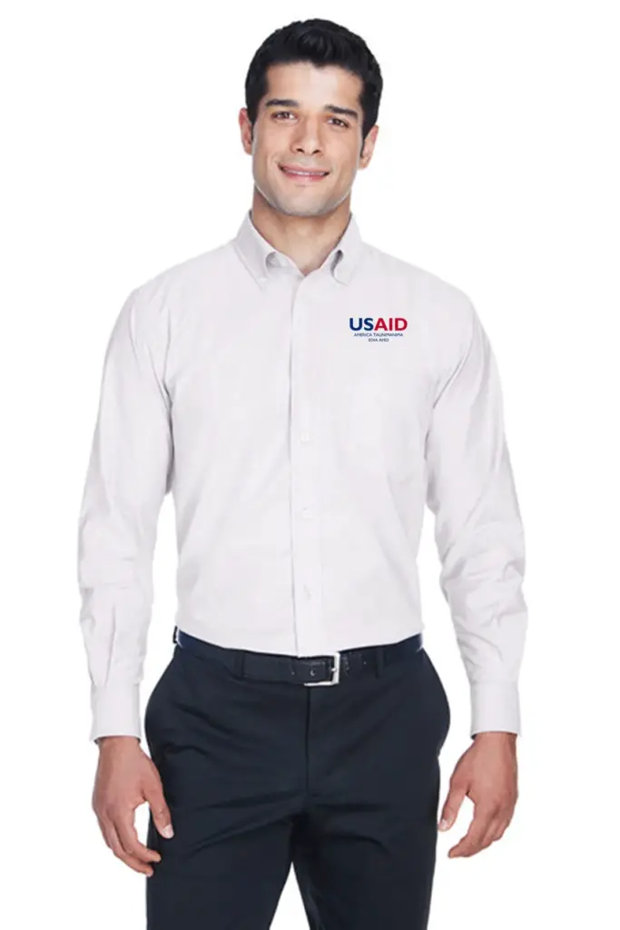 USAID Motu - Harriton Men's Long-Sleeve Oxford with Stain-Release