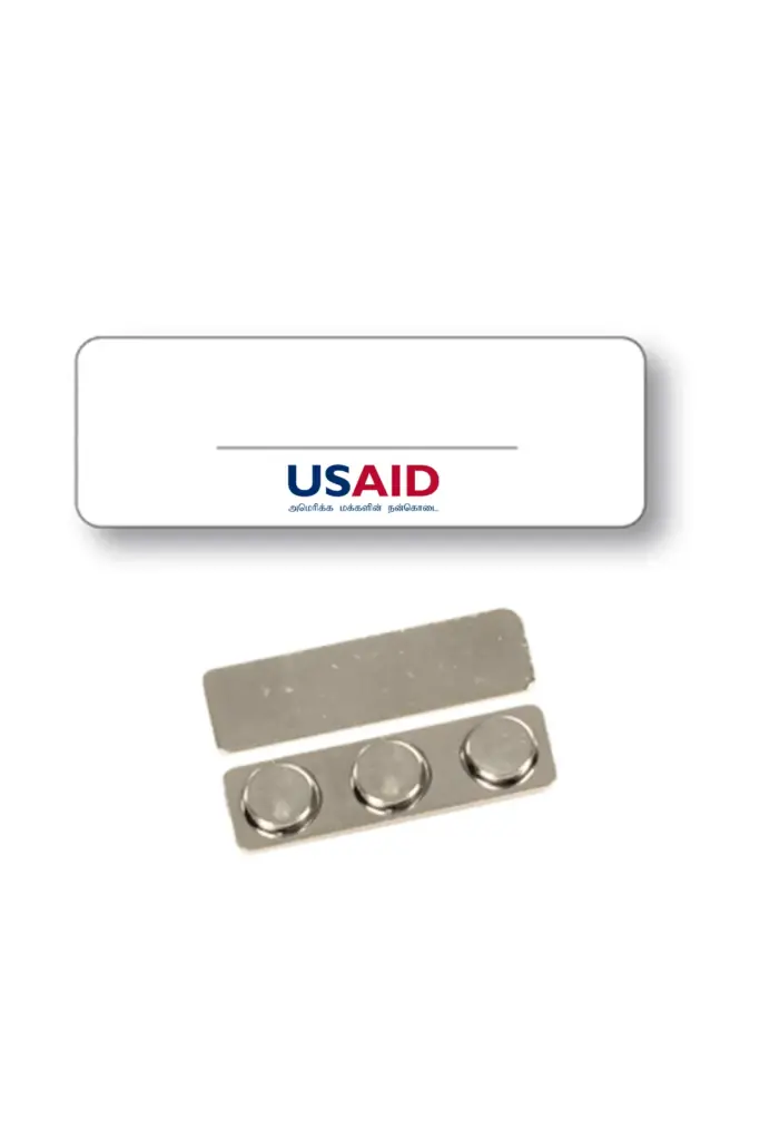USAID Tamil - Name Badge White Metal