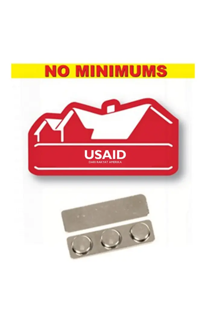 USAID Bahasa Indonesia - Name badge Custom Shape Red Plastic