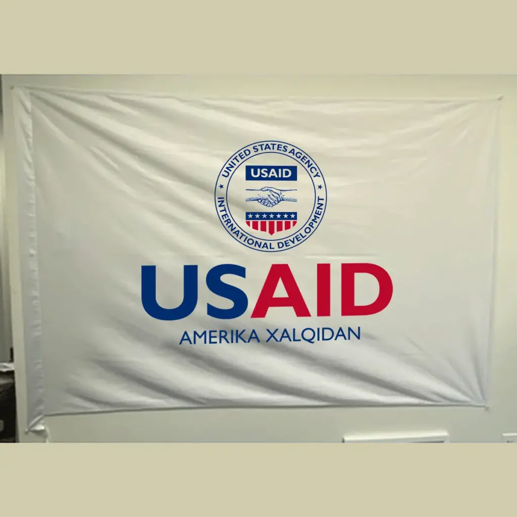 USAID Uzbek Pole USAID Flag - Single Sided 3 x 5 feet