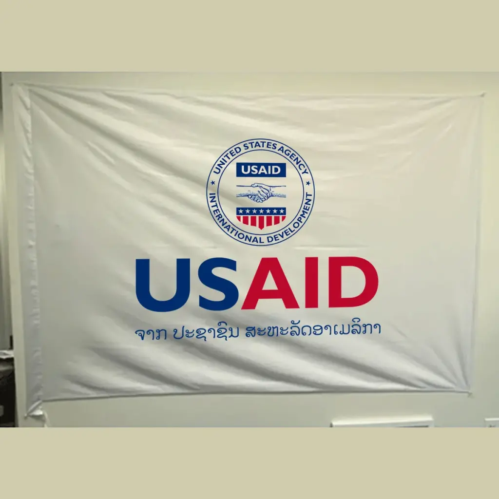 USAID Lao Pole USAID Flag - Single Sided 4 x 6 feet