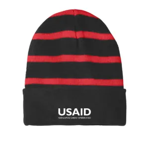 USAID Pangasinense - Embroidered Sport-Tek Striped Beanie w/Solid Band
