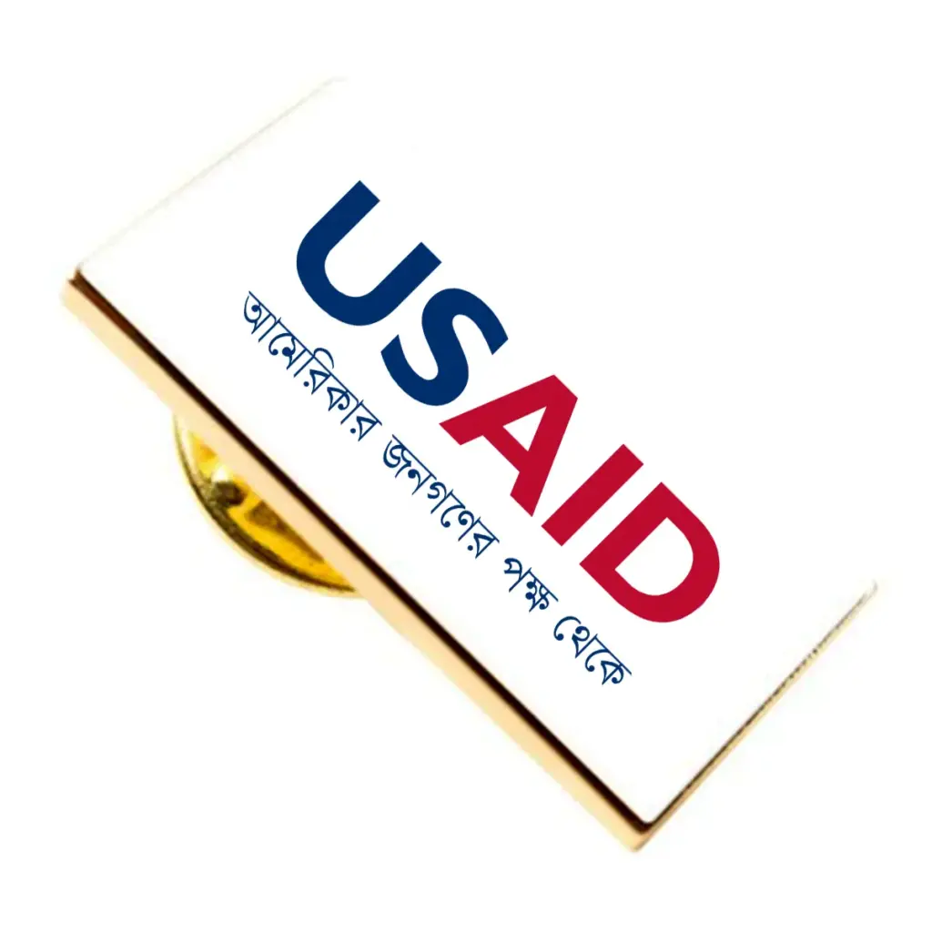 USAID Bangla Brandmark Lapel Pins with Military Clutch Rectangular Min 100 pcs