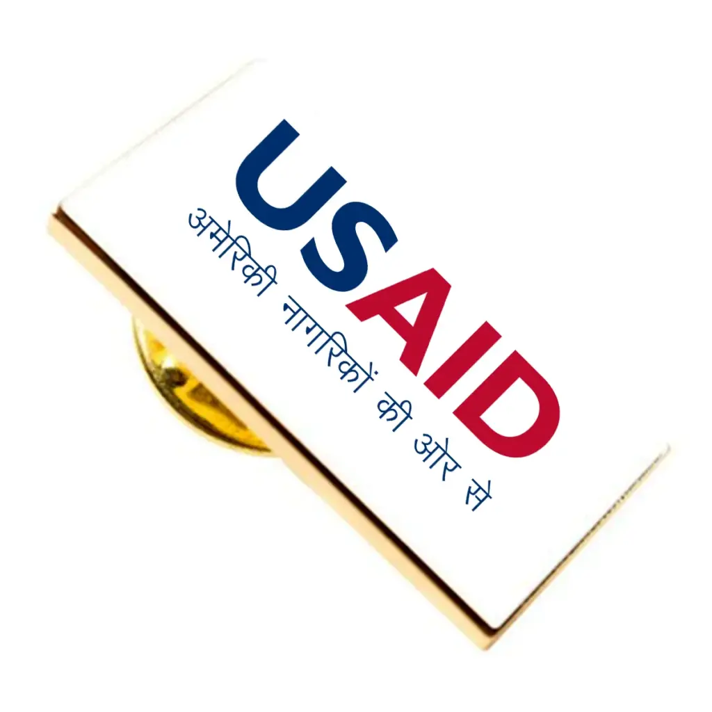 USAID Hindi Brandmark Lapel Pins with Military Clutch Rectangular Min 100 pcs