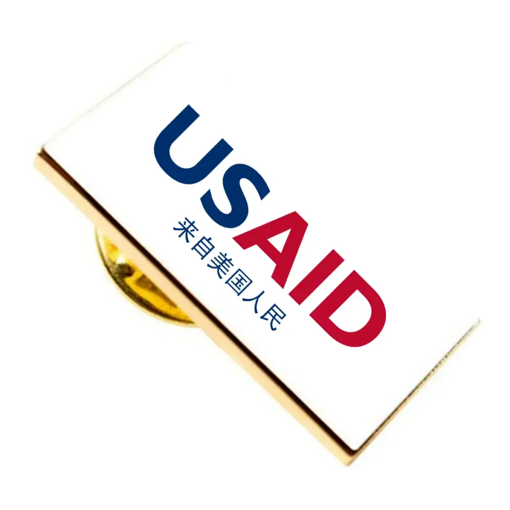 USAID Mandarin Brandmark Lapel Pins with Military Clutch Rectangular Min 100 pcs